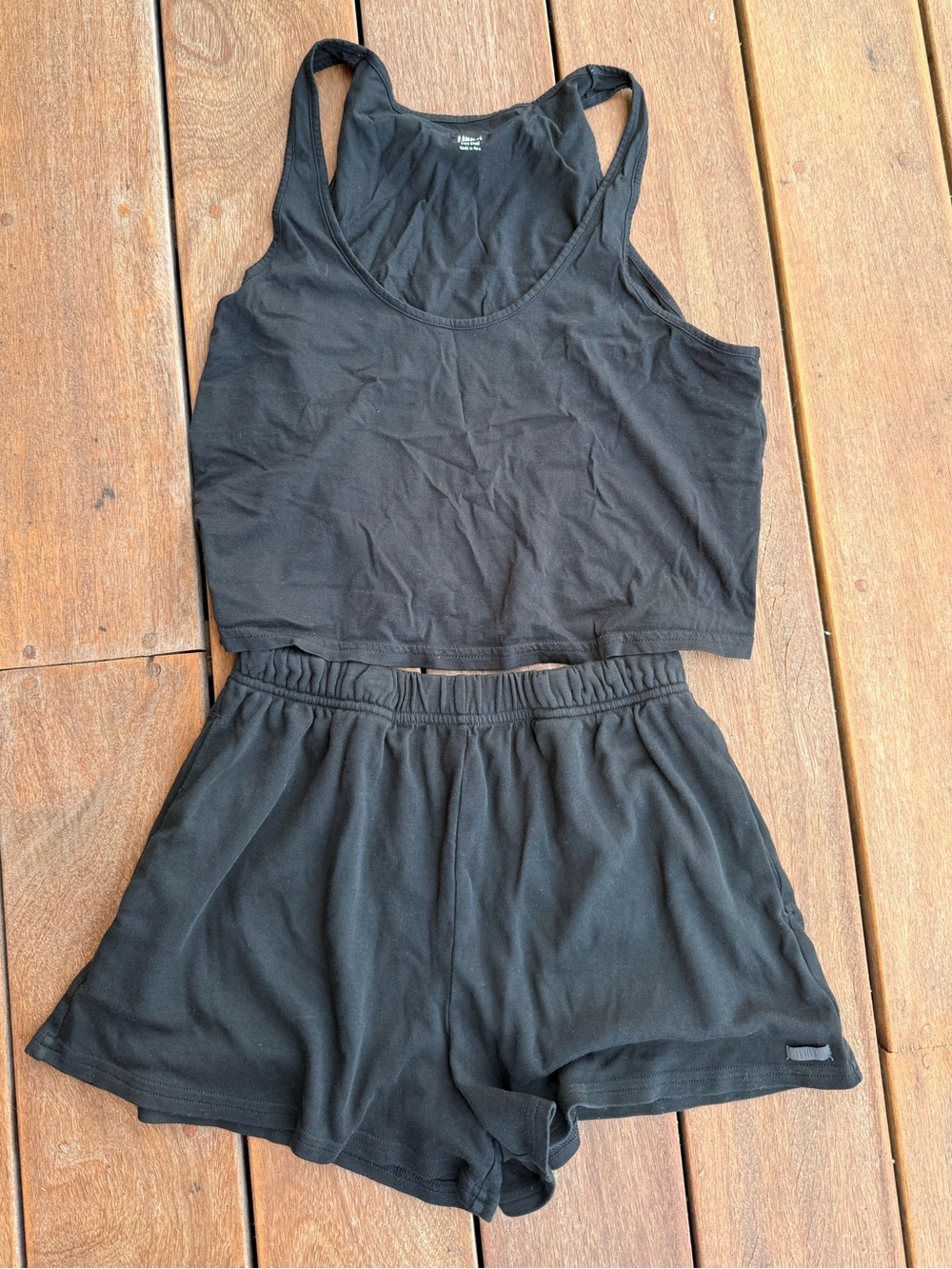 Lunya black tank short set XS